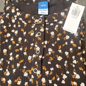 Old Navy Black Floral Long Sleeve Blouse